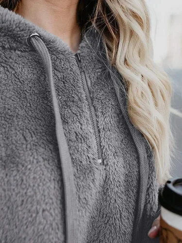 Miniatura 2 de Century Star Sudaderas con capucha para mujer, con cremallera, forro polar, suéter de sherpa, abrigo esponjoso