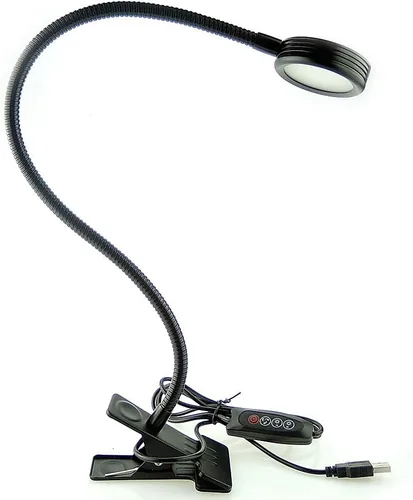 Miniatura 6 de QUANS Lámpara de escritorio LED de cuello de cisne con abrazadera regulable, 3 luces de lectura intercambiables de color, luz nocturna