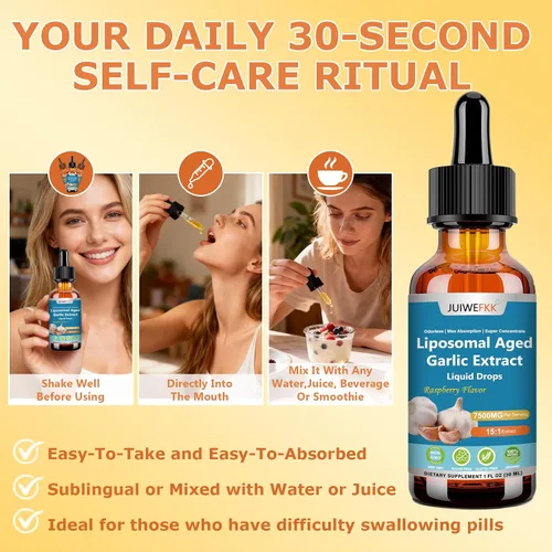 Miniatura 6 de Extracto de ajo envejecido en gotas líquidas 15:1 7500 mg Suplemento de ajo orgánico inodoro para salud cardiovascular cardíaca e inmunológica