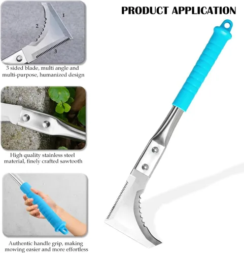 Miniatura 3 de Kosoyo - Herramienta de deshierbe de grietas de acero inoxidable, herramienta de jardinería manual de onda de diente de sierra, 11.42 pulgadas