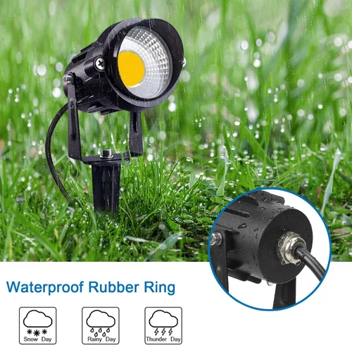 Miniatura 4 de SUNVIE Luces LED de 120 V para exteriores, iluminación de paisaje de 12 W, focos de CA para patio, foco de paisaje impermeable con estaca de pinchos