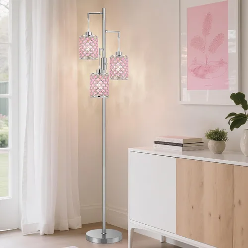 Miniatura 12 de GyroVu Lámpara de Pie Dorada, Elegante Lámpara de Pie de Cristal Moderna Lámpara de Pie con Interruptor de Pie de Encendido/Apagado, Iluminación