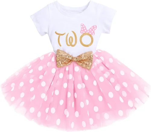 Miniatura 8 de IBTOM CASTLE - Vestido de princesa con falda tipo tutú para niñas que cumplan 1 o 2 años, incluye moñito con lentejuelas