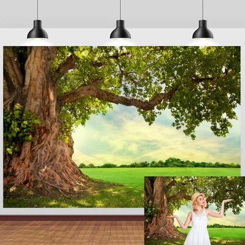 Fondo de poliéster de 6 x 4 pies, paisaje rural, campo, primavera, verano, campo, pícnic, al aire libre, telón de fondo de naturaleza para fotos de