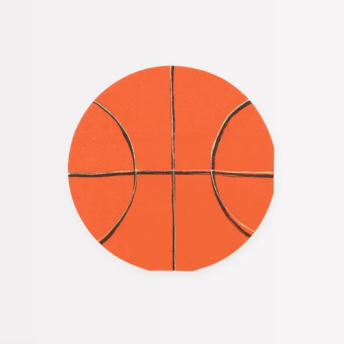 Meri Meri Servilletas de baloncesto (paquete de 16), decoraciones para fiestas deportivas, servilletas de papel, desechables