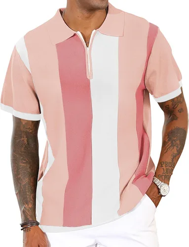 Miniatura 12 de Camisas polo de moda para hombre, camisas de punto vintage a rayas, camisas de golf casuales ajustadas