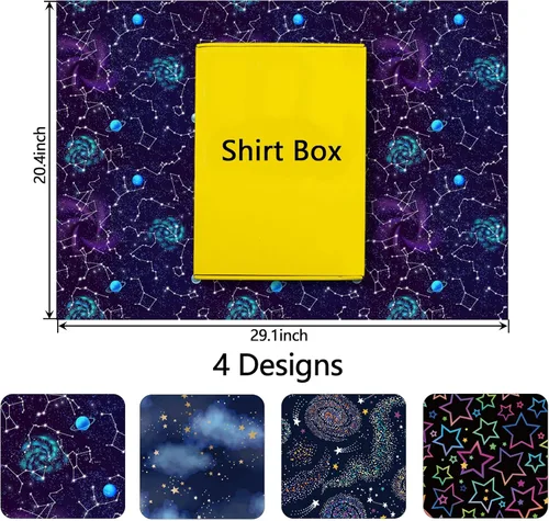 Miniatura 4 de GIOLNIAY Papel de regalo de galaxia para niños y niñas, cumpleaños, baby shower, estrellas de neón, cielo nocturno, galaxia con nebulosa, 8 hojas