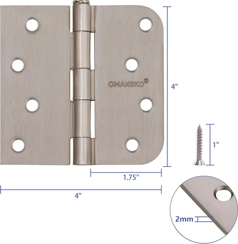 Miniatura 2 de Bisagras de puerta de níquel de 4 x 4 pulgadas, paquete de 18 bisagras de níquel satinado para puertas interiores, bisagras de servicio pesado con 4