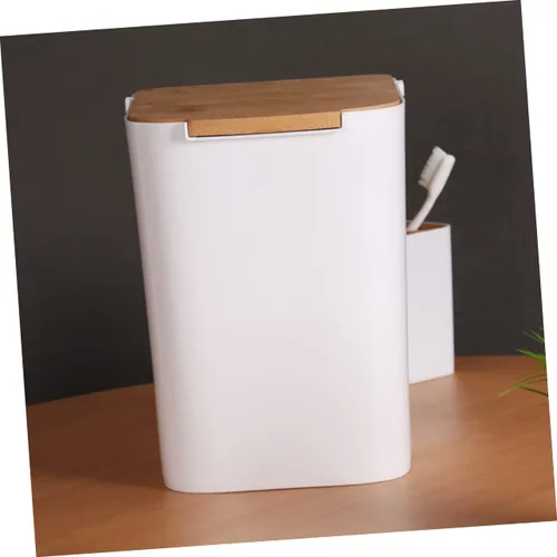Miniatura 8 de Bote de basura de plástico moderno con tapa tipo prensa para baño y cocina, diseño compacto con capacidad