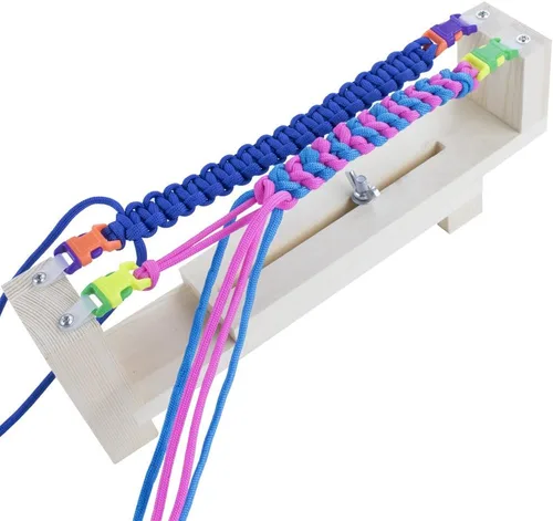 Miniatura 2 de Fabricante de pulseras de cuerda de paracaídas de longitud ajustable, plantilla de marco de madera, kit de herramientas de bricolaje para trenzar