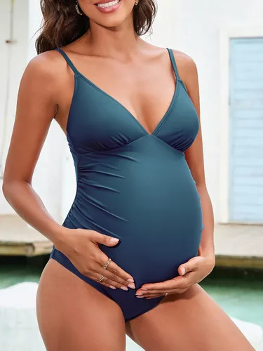Miniatura 4 de CUPSHE Traje de baño de maternidad para mujer, traje de baño de una pieza, traje de baño de embarazo, tirantes delgados