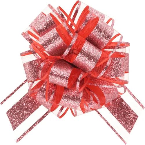 Miniatura 14 de WEWILUCK Lazo de regalo para envolver regalos, 10 lazos blancos con línea dorada para árbol de Navidad, regalos de Navidad, decoración de boda