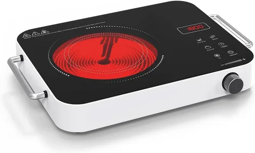 Placa de cocina eléctrica de 110V, estufa eléctrica portátil de 1800W, placa caliente infrarroja, quemador individual Nafewin para encimera con