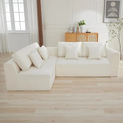 Miniatura 52 de Sofás modulares deshuesados de 140 pulgadas para sala de estar, sofá modular modular de nube comprimida, sofá moderno en forma de U de 9 plazas Gris