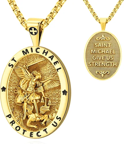 Miniatura 171 de Eusense Saint Necklace Sterling Silver 925 Protection Jewelry for Men Women Patron St Medals Amulet Pendant