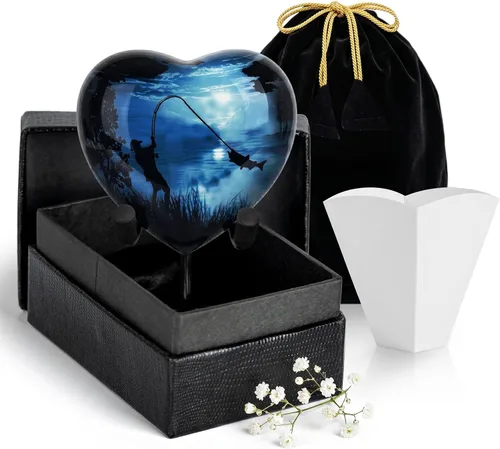 Miniatura 9 de Urnas de pesca Gone para cenizas para adultos, hombres y mujeres, urna decorativa de 3 pulgadas cúbicas, urnas de entierro para papá, hombres, urna
