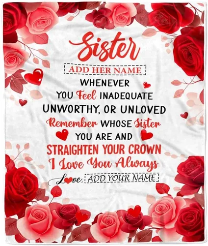 Miniatura 9 de Manta personalizada con texto en inglés «To My Sister from Sister Wood» No Matter Where Life Takes Us Soul Sister cumpleaños, Navidad, graduación