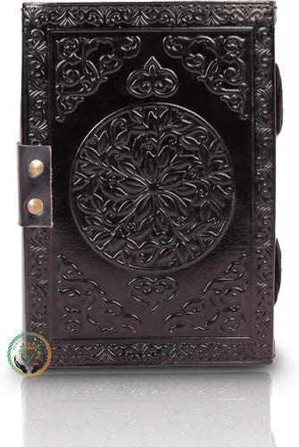 Miniatura 4 de Diario de cuero vintage con piedra semipreciosa, diseño de triple luna, 200 páginas de papel antiguo con borde de deckle – Libro de sombras, diario