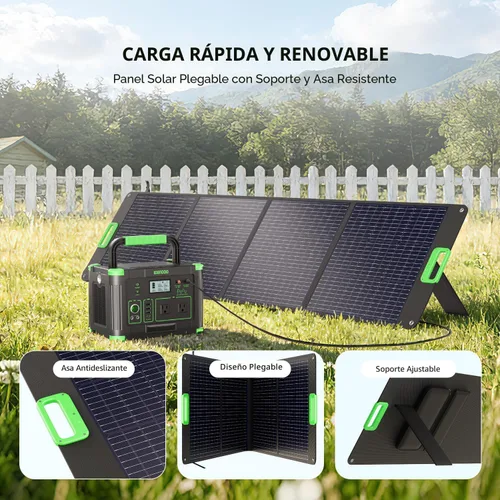 Miniatura 4 de GRECELL Panel solar portátil de 200W para central eléctrica, cargador solar plegable con 4 soportes, kit de panel solar impermeable IP65 con salida