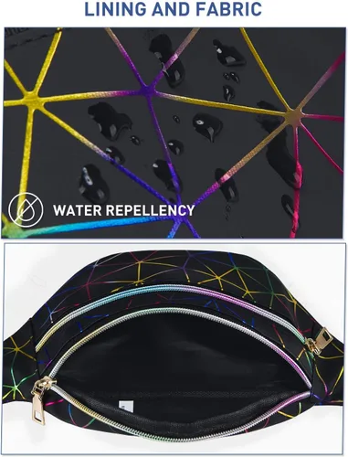 Miniatura 2 de Livacasa - Cangurera holográfica linda, brillante e impermeable para mujer, cangurera para viajes, fiestas, festivales, correr y senderismo)