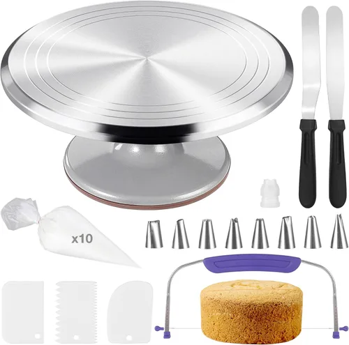 Soporte giratorio de 12 pulgadas para decoración de tartas con aluminio, kit de decoración de mesa giratoria para tartas, soporte giratorio rotativo
