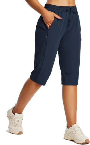 BALEAF Pantalones cortos de 15 pulgadas de largo para mujer, pantalones cortos capri por debajo de la rodilla, ligeros, de secado rápido, cintura