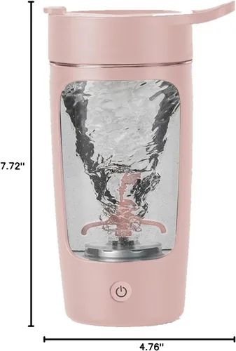 Miniatura 9 de Botella agitadora eléctrica, botellas de licuadora para mezclas de proteínas, Tritan Sin BPA Vaso mezclador portátil, vasos para batido Rosa