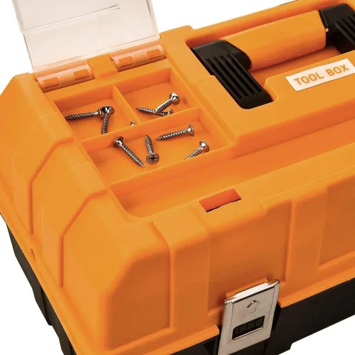 Miniatura 3 de Caja de almacenamiento de plástico de tres capas de 16 pulgadas, caja de herramientas, organizador de caja de costura, organizador multiusos