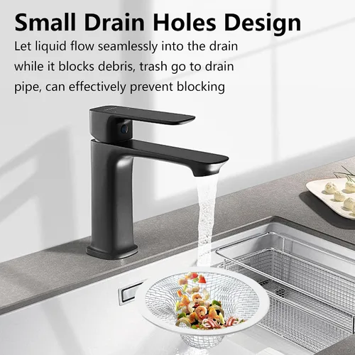 Miniatura 4 de 2 coladores para fregadero de cocina, cesta superior de 2 pulgadas/1 pulgada, cesta de filtro de drenaje redonda, colador de alimentos, colador