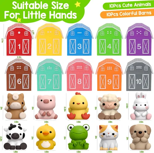 Miniatura 5 de KMUYSL Juguetes para niños y niñas de 1, 2, 3 años, set de juguetes de animales de granja, habilidades de conteo, combinación de colores, regalo