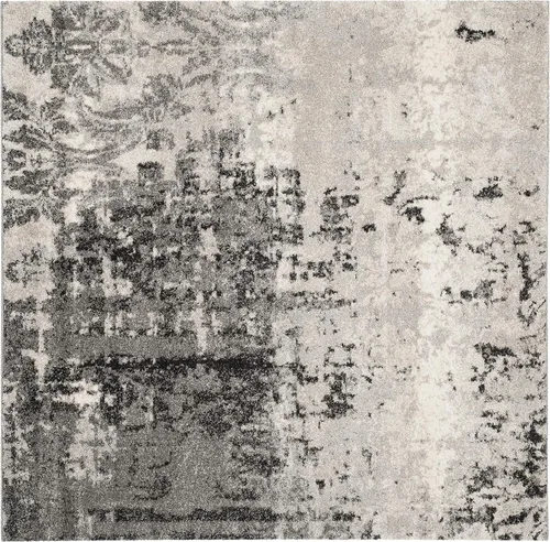Miniatura 2 de SAFAVIEH Retro Collection - Alfombra cuadrada de 6 pies, color gris claro y gris, diseño abstracto moderno, no desprende pelusa y de fácil cuidado