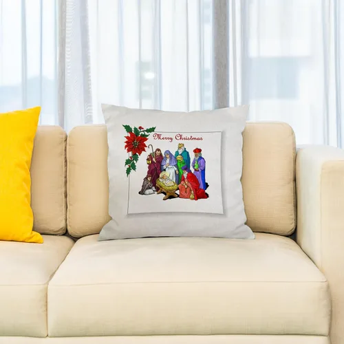 Miniatura 2 de 3dRose pc_26678_1 Nativity Merry Christmas-Pillow Case, 16 by 16