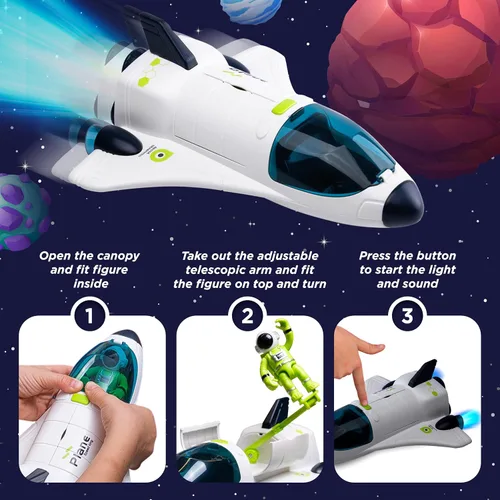 Miniatura 4 de [Conjunto Mejorado] Juguetes Espaciales para Niños de 3 4 5 6 7 8, Transbordador Espacial con Juguetes de Nave Cohete - 4 Astronautas, Estación