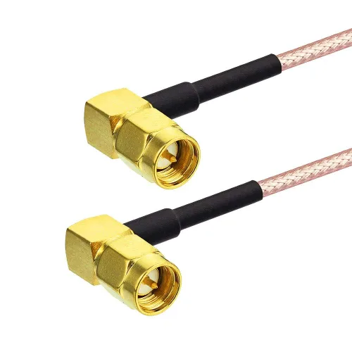 Miniatura 2 de Superbat Paquete de 2 extensiones de cable SMA, macho SMA a macho SMA macho conector de ángulo recto RG316 puente coaxial, 12 pulgadas
