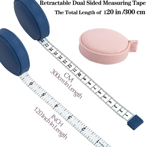 Miniatura 3 de Paquete de 3 cintas métricas 9.8 ft/120 para el cuerpo de tela, cinta métrica de tela, sastres, cinta métrica de costura médica, cinta retráctil