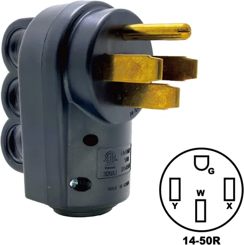 Miniatura 9 de Sintron NEMA - Enchufe de hoja recta 14-50P, mango ergonómico, rewirable, para caravana, caravana, remolque, viaje, 125/250 voltios, 50 amperios, 3