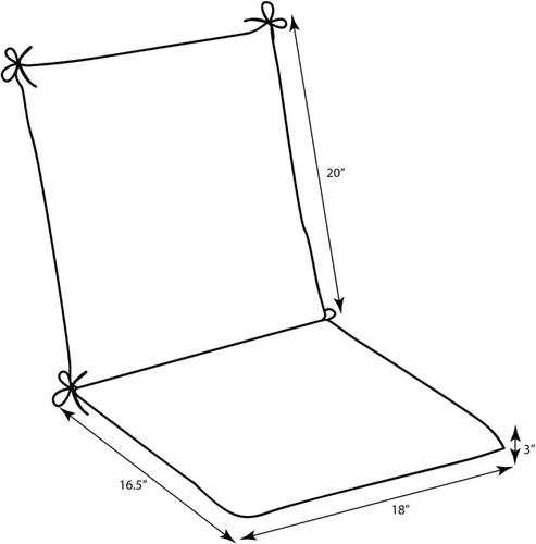 Miniatura 2 de Pillow Perfect Cojín cuadrado para silla esquinera de 1 pieza con respaldo sólido para interiores y exteriores, con lazos, asiento profundo