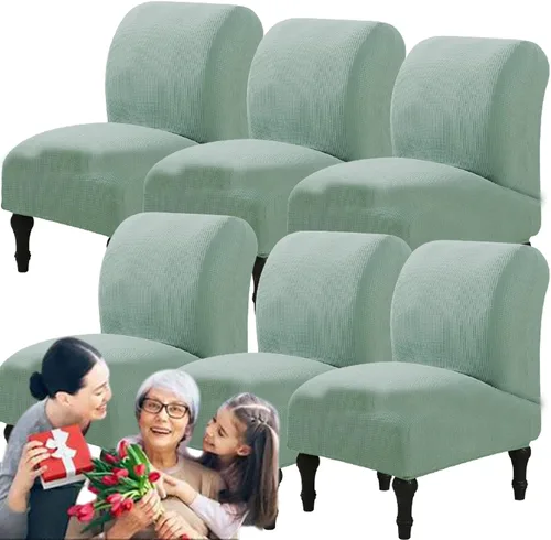 Miniatura 56 de Fundas elásticas para silla sin brazos, extraíbles y lavables, de elastano jacquard sin reposabrazos, protector de muebles para sala de estar, Verde
