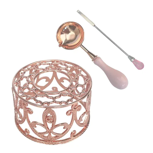 Miniatura 8 de Kit de calentador de sellos de cera de metal con cuchara y varilla de agitación, para sello de cera de boda