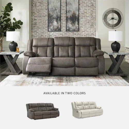 Miniatura 7 de Signature Design by Ashley First Base - Sofá reclinable manual de piel sintética contemporánea, color gris