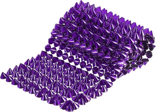 Miniatura 8 de uxcell 1 yarda de puntada en cono de punta, 12 filas de plástico con parte trasera plana, remache punk, cinta para manualidades, bolsos, decoración