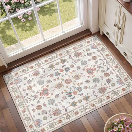 Miniatura 112 de Tangsoo Alfombra lavable para pasillo, antideslizante, 2 x 6 pies, estilo bohemio, floral, vintage, para entrada, suelo suave, para cocina, baño