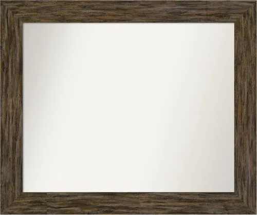 Miniatura 96 de Amanti Art Espejo personalizado, espejo de baño marrón Fencepost, espejo de pared o espejo de tocador de baño sobre el fregadero (27 x 27 pulgadas)