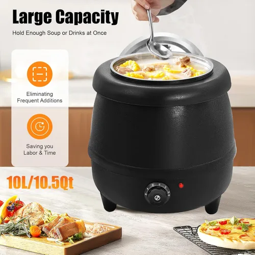 Miniatura 2 de Calentador de sopa eléctrico comercial de 110 V 400 W con tapa y olla desmontable de acero inoxidable para restaurante y familia grande