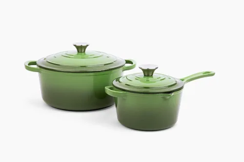 Larder & Vine Juego de 4 piezas de hierro fundido esmaltado, apto para horno y adecuado para todas las estufas, incluye olla holandesa de 5.7
