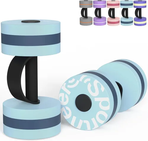 Miniatura 13 de Sportneer Pesas de Agua Mancuernas de Ejercicio Acuático Mancuernas de Agua Aeróbicos Entrenamientos Juego de 2 Pesas de Piscina de Espuma EVA Juego