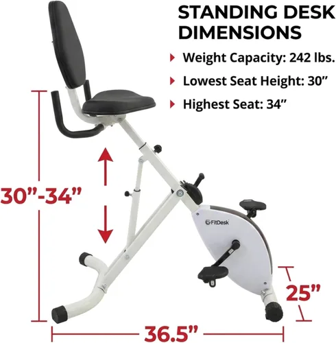 Miniatura 6 de FitDesk Escritorio de bicicleta de ejercicio de pie 3.0, entrenador de ciclismo de interior de altura ajustable con bandeja para portátil, Bicicleta