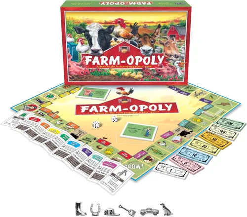 Miniatura 2 de Late for the Sky Juego de mesa Farm-Opoly: diversión de comercio de propiedades familiares, tema de granja, 2 a 6 jugadores, a partir de 8 años