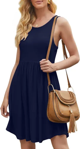 Miniatura 5 de HiMONE - Vestidos de verano sin mangas para mujer, vestido casual de playa, pequeño con bolsillo, moderno