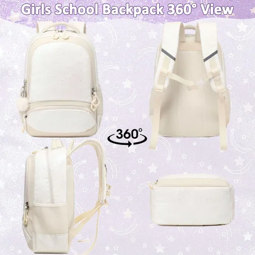 Miniatura 106 de Juego de mochila para niñas y adolescentes, mochila escolar para niños con bolsa para el almuerzo, estuche para lápices, mochilas escolares